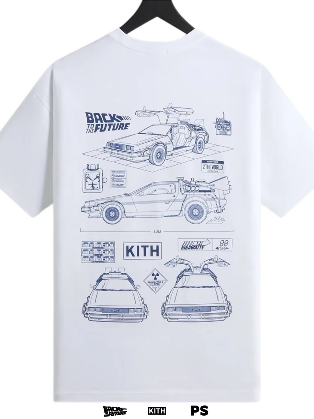 Kith Back to the Future DeLorean Blueprint Pocket Tee • White  • 2026